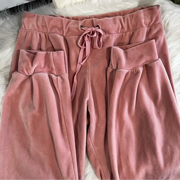NEW Tart x Nordstrom Velour Drawstring Waist Cuffed Ankle Lounge Joggers Pink M - Picture 5 of 12